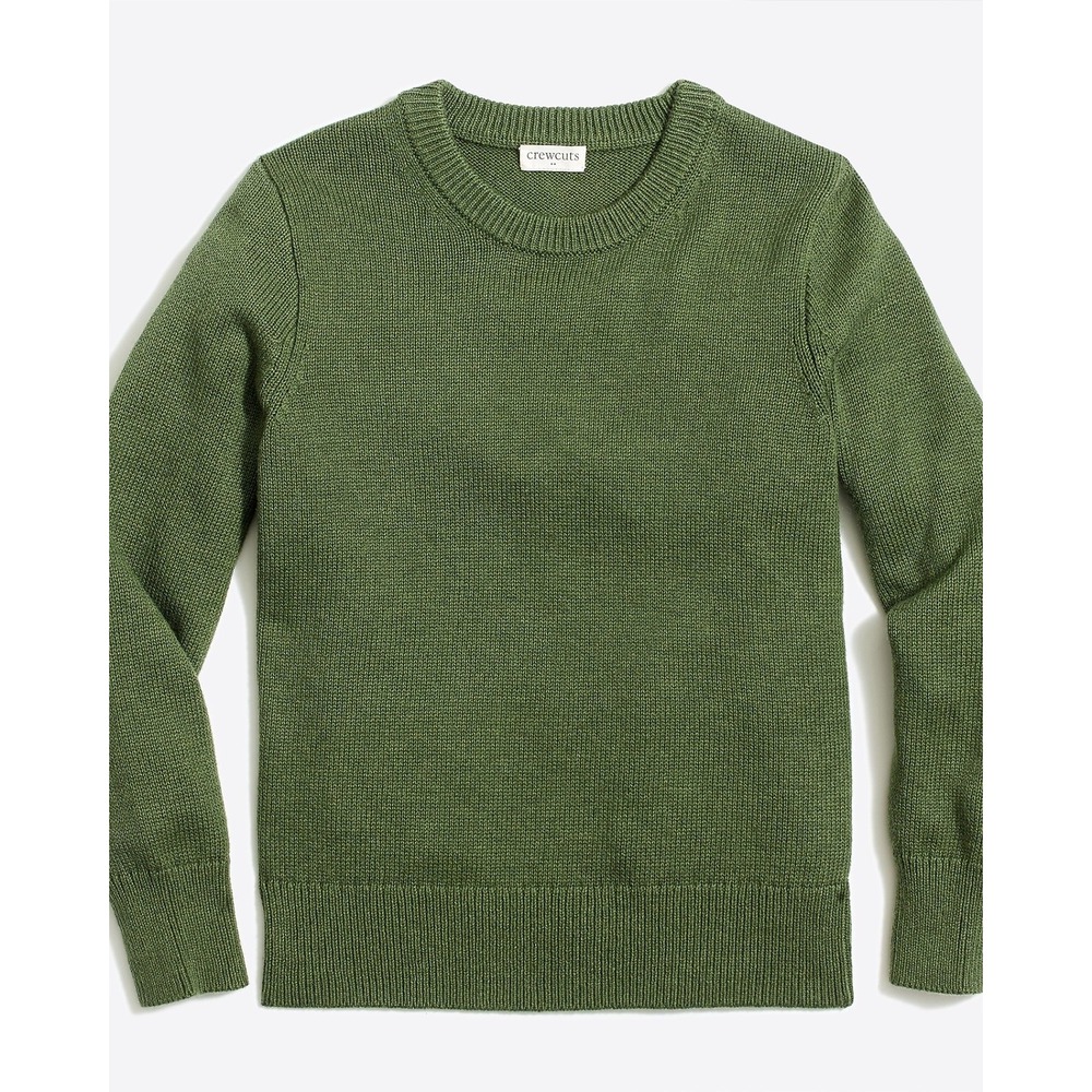 J.Crew Boys‎ Wool Blend Suede Elbow-Patch Crew Neck Knit Green Sweater XXL